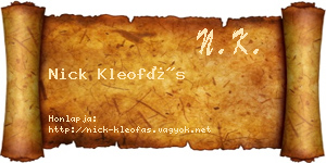 Nick Kleofás névjegykártya